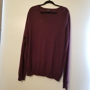 Marc Anthony Burgundy V-Neck Lightweight Sweater
